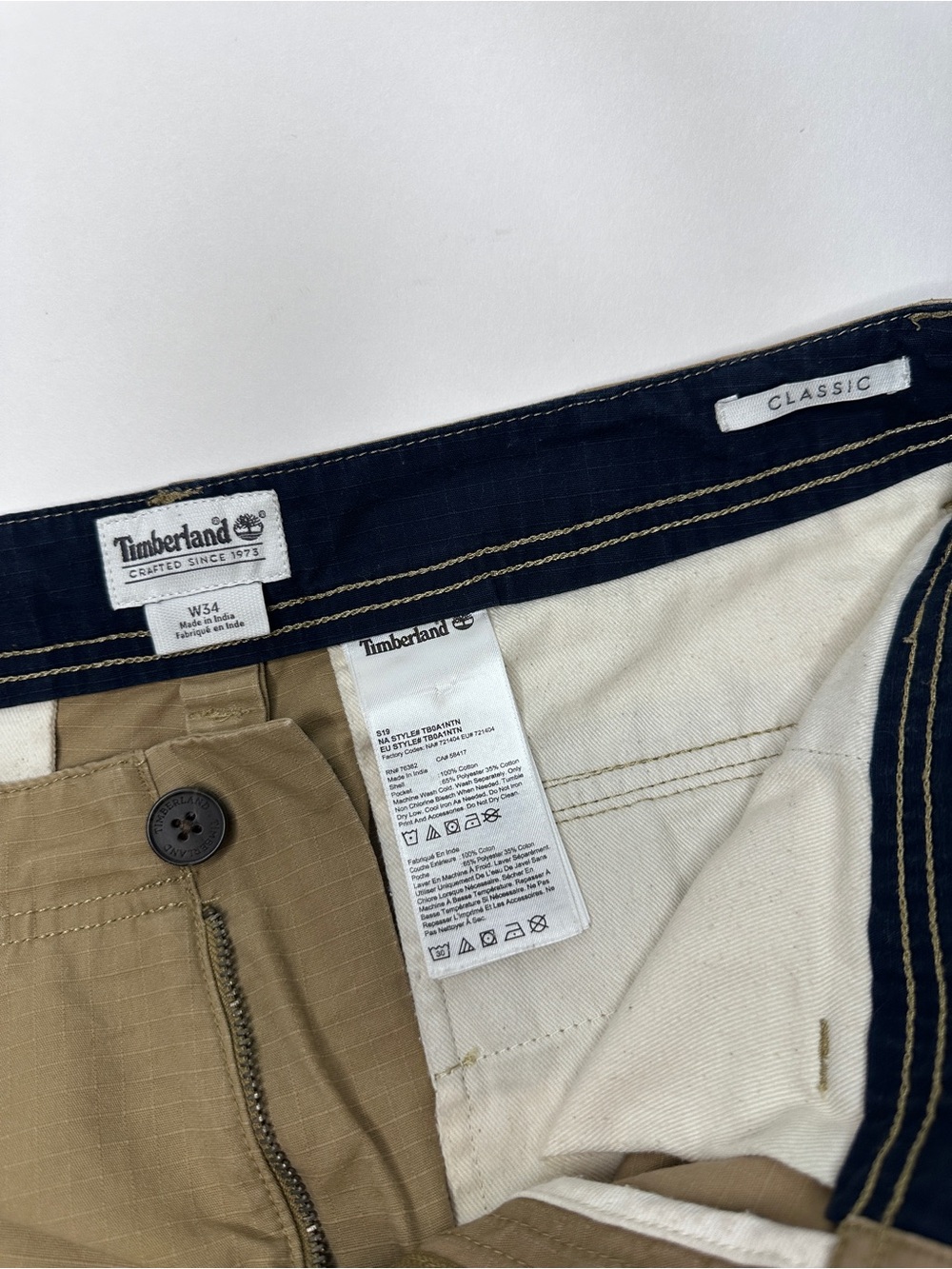 Timberland Men’s Khaki Ripstop Cargo Shorts Classic Fit Size 34